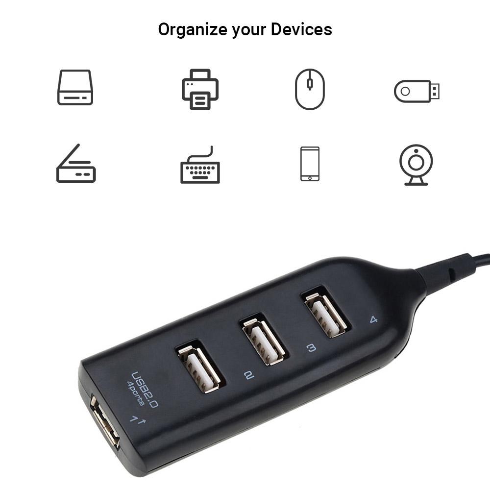 USB-хаб на 4 порта 44 см Портативный USB 2.0 1.1 Сплиттер Поддерживает зарядку Скорость передачи данных 480 Мбит/с Высокая скорость для ПК