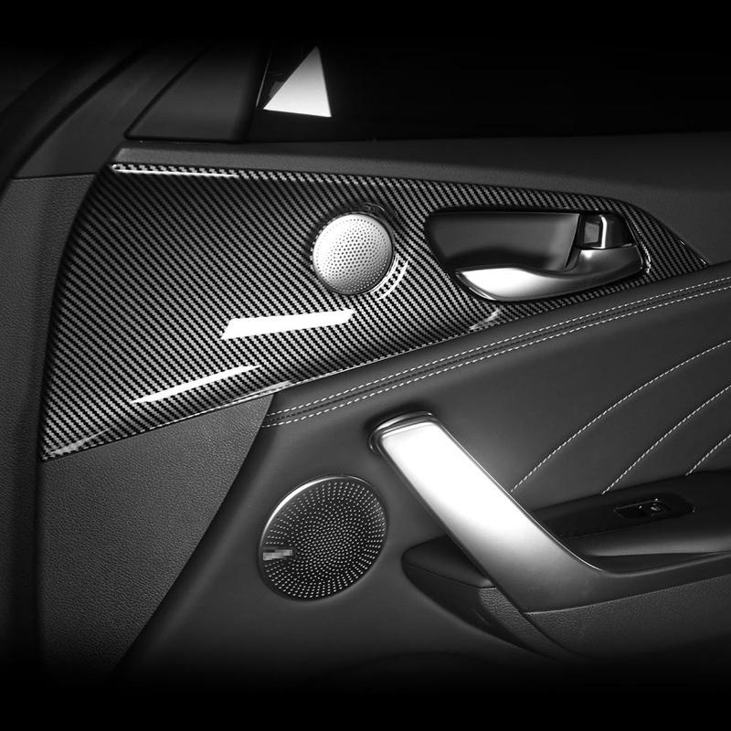 LHD/RHD For Kia Stinger 2018- Carbon Fiber Inner Door Window Lift Button Switch Panel Cover Trim Accessories
