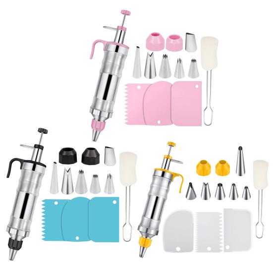 13 шт. Набор для украшения торта из нержавеющей стали, машина для выпечки печенья, пресс для печенья, многоразовый набор трубочек для глазури для тортов, кексов, печенья