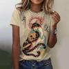Летняя женская футболка с круглым вырезом, модный принт с рисунком из мультфильмов, повседневная свободная футболка в стиле ретро Харадзюку с короткими рукавами