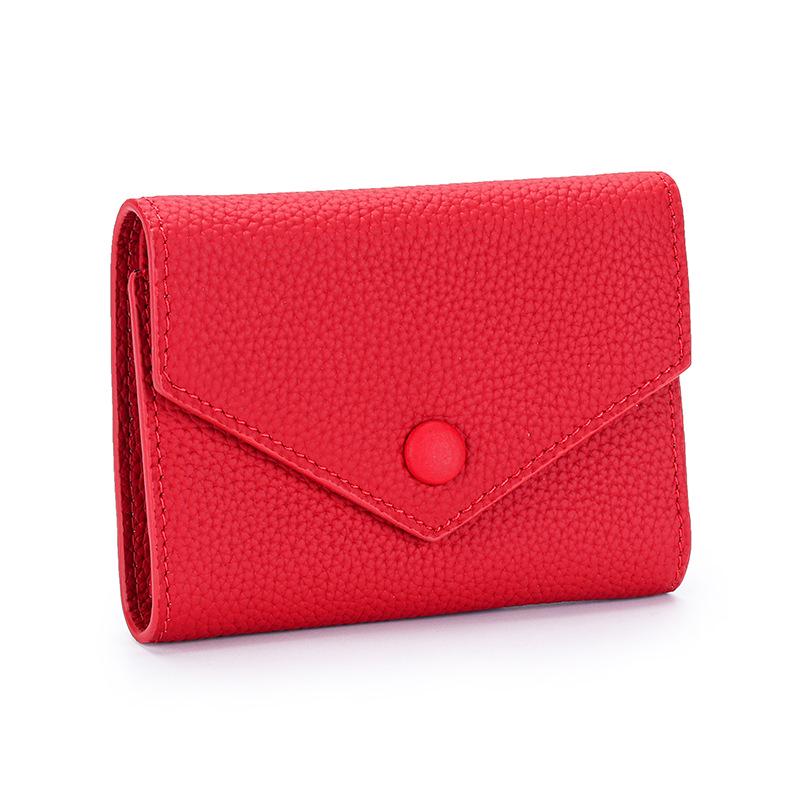 Женский компактный кошелек в японском стиле, милый, из мягкой коровьей кожи, простой складной конверт, монетница