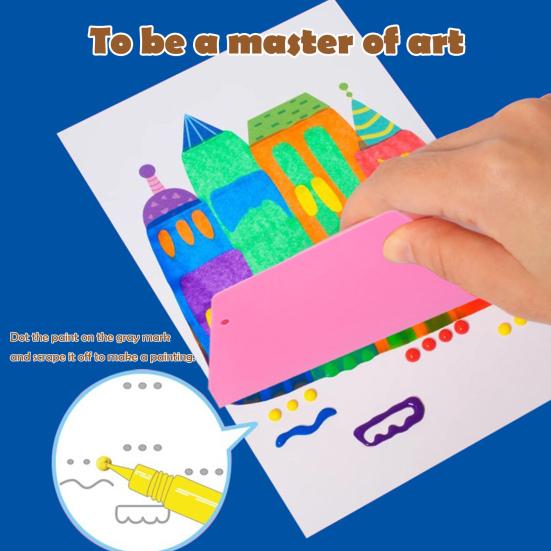 1 комплект Squeegee Art Kids Paint Kit DIY Rainbow Scratch Painting Crafts Kit Детская развивающая игрушка для рисования Scratch Art Подарок для малышей Мальчиков и Девочек