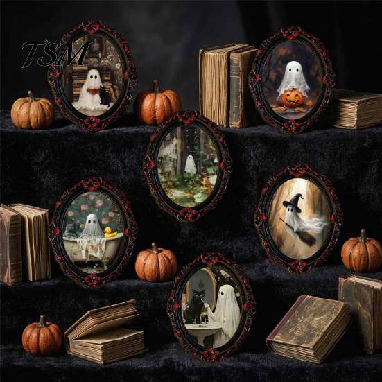 Soft Magnetic Office Whiteboard Items Retro Gothic Halloween Refrigerator Magnet, Distressed Oval Photo Frame Frige Magnets, Dark Decorative