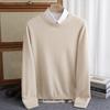 Men's Autumn/Winter Pure Wool Round Neck Loose Fit Cashmere Sweater - Youth Fashion