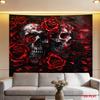 2D Flat 2D Flat Print 1 Large Size/ Pattern Tapestry Skeleton Roses Red Room Wall Decor For Living Room Office Party Decor