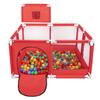 Square Play Pen Filed with 100 Balls Basketball, Red:green/yellow/blue/red/orange