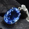 Lab Created 141.45 Ct Blue Sapphire Oval 925 Sterling Silver Flawless Pendant MY-PD-151-NS