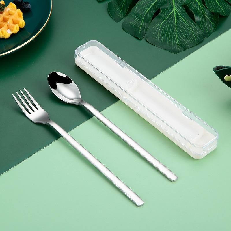 Портативный набор столовых приборов из нержавеющей стали для пикника на открытом воздухе, вилка, ложка, палочки для еды, столовые приборы, набор с коробкой, кухонные принадлежности