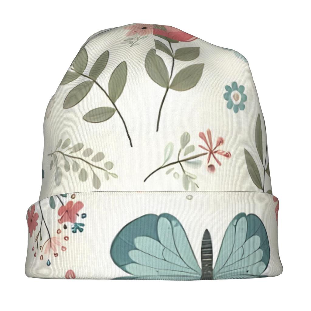 Colorful Butterfly with Floral Daily Style Knit Hat for Adults Perfect for Weekend Errands Quick Meetups or Everyday City Wear with a Touch of Persona
