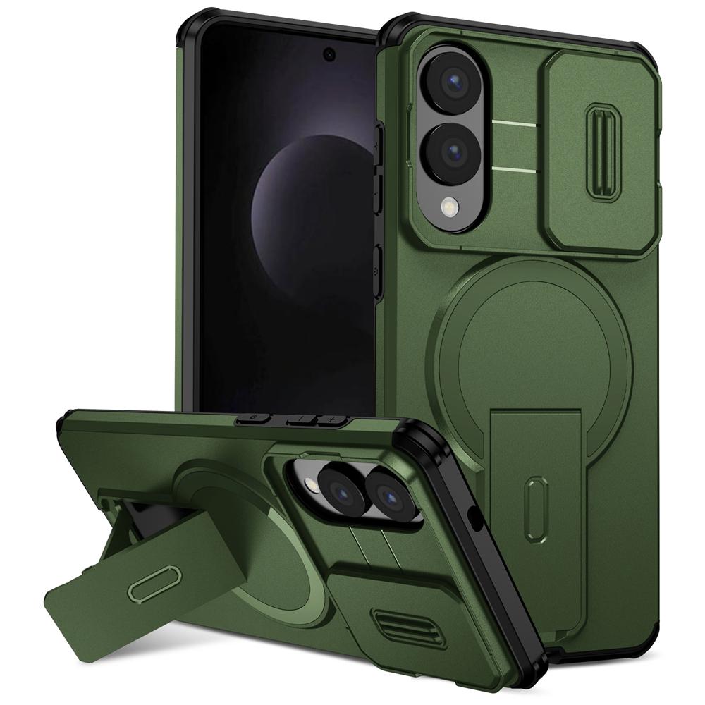 Роскошный бронированный магнитный чехол для Samsung Galaxy S25 Edge S26 S24 S23 S22 Plus Ultra FE A15 A26 Крышка с подставкой для объектива Беспроводная зарядка