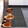 Kitchen Rug Decorated with Coffee Beans and Spices, Stain-Resistant, Easy-to-Clean Coffee Patterned Kitchen Rug