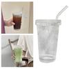 Кружки для кофе Молочная чашка Стеклянная кружка в полоску со straw Питьевая кружка Стакан для сока Стеклянный материал для любого случая