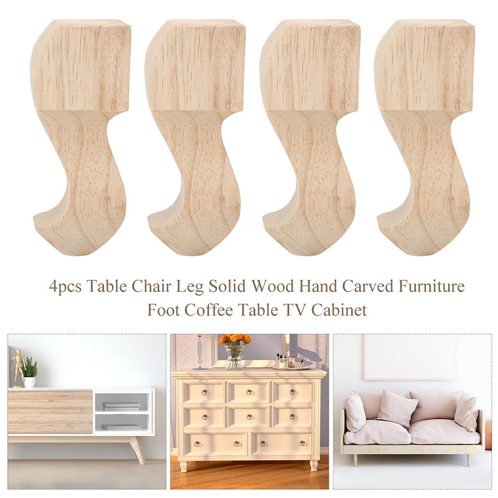 4pcs Hand Carved   Wood Furniture Legs Coffee Table TV Cabinet Sofa Foot