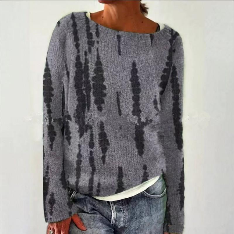 Womens Round Neck Pullover Sweater Loose Fit 3D Long Sleeve 2025 Fall Fashion