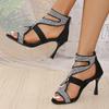 Fashion Shiny Crystal High Heels Sandals for Women 2025 Fashion Zipper Stiletto Heel Party Shoes Woman Summer Peep Toe Ankle Sandals