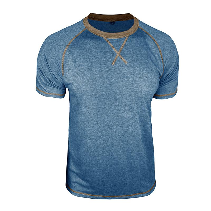 Men's Color Block Short Sleeve Crewneck T-Shirt, Casual Top