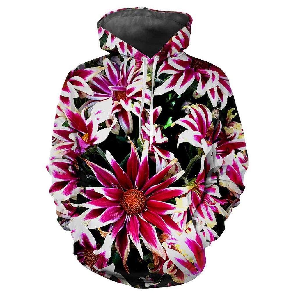 Новый цветочный забавный 3D Harajuku Printing уличная мода авангардный мужской и женский мягкий удобный трендовый розовый праздничный худи с капюшоном