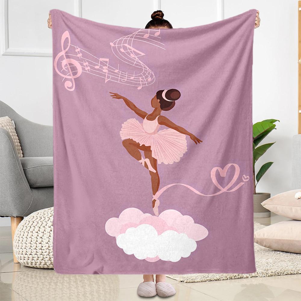 Dreamy Ballerina Flannel Blanket - Soft and Comfortable, Suitable for Sofas, Beds, Offices, Travel, and All Seasons, Making It A Perfect Holiday Gift.