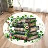 ~O~Retro Round Rug with Ancient Books & Butterfly Motif – Floral Non-Slip Mat for Bedroom, Living Room & Seating Areas
