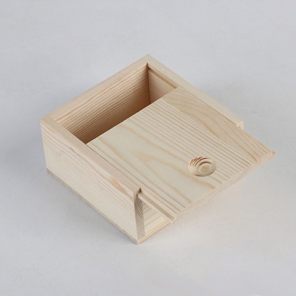 Case With Slide Top Unfinished Storage Box Beads Container Wooden Box Jewelry Organizer Case