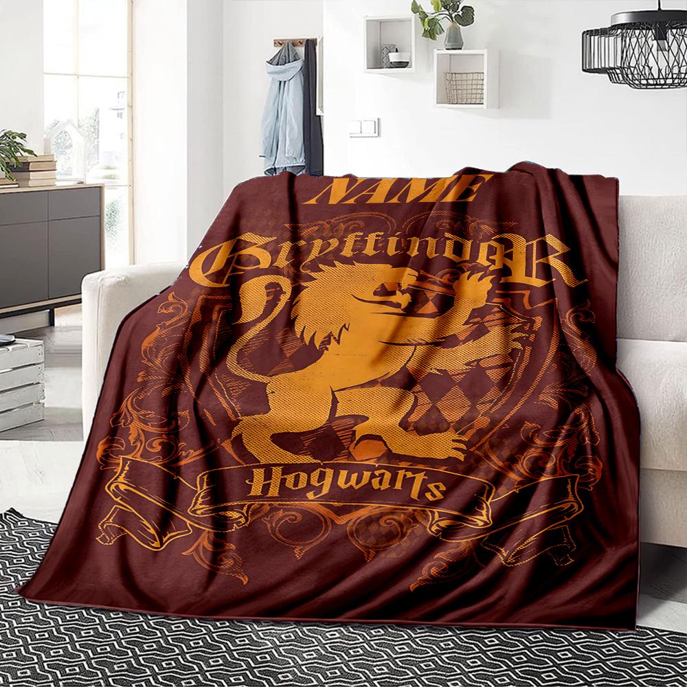 Custom Name Hogwarts Crest blanket for Couch & Bed, Plush Cozy Fuzzy Blanket Super Soft & Warm Blankets for Fall and Winter. 0908115