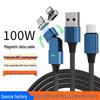 Магнитный кабель для быстрой зарядки 100 Вт с угловым разъемом Type-C, вращающимся на 180°, для телефонов и компьютеров