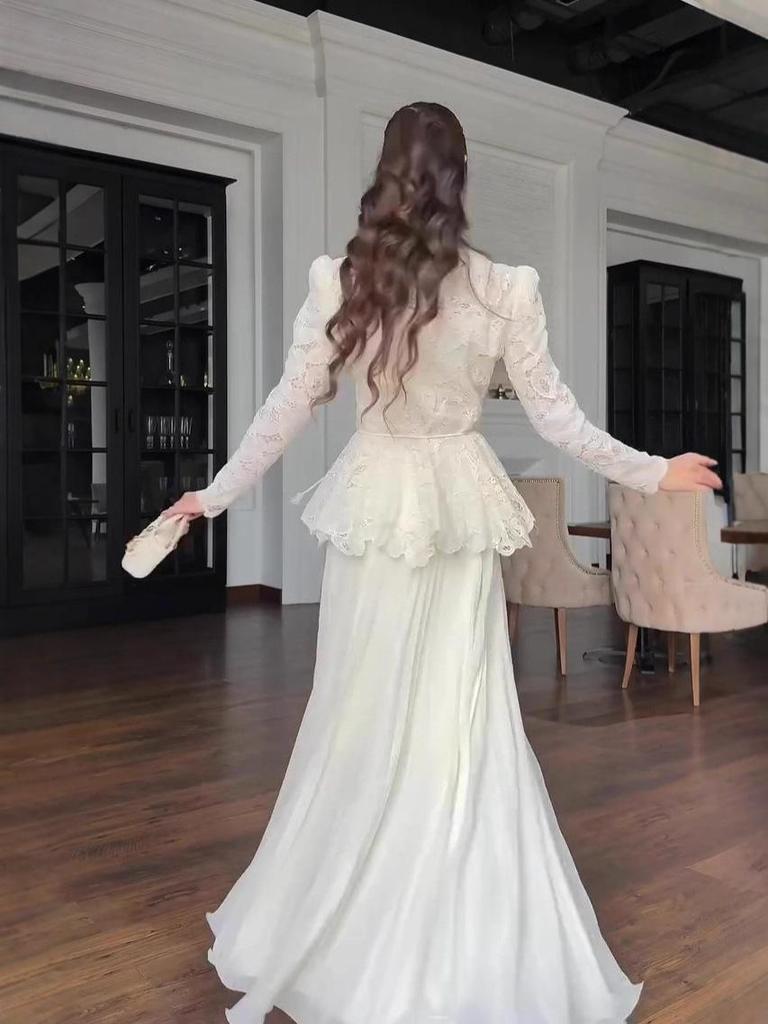 Элегантный комплект платья с длинным рукавом на Осень 2025 - Европейский и Американский Стиль