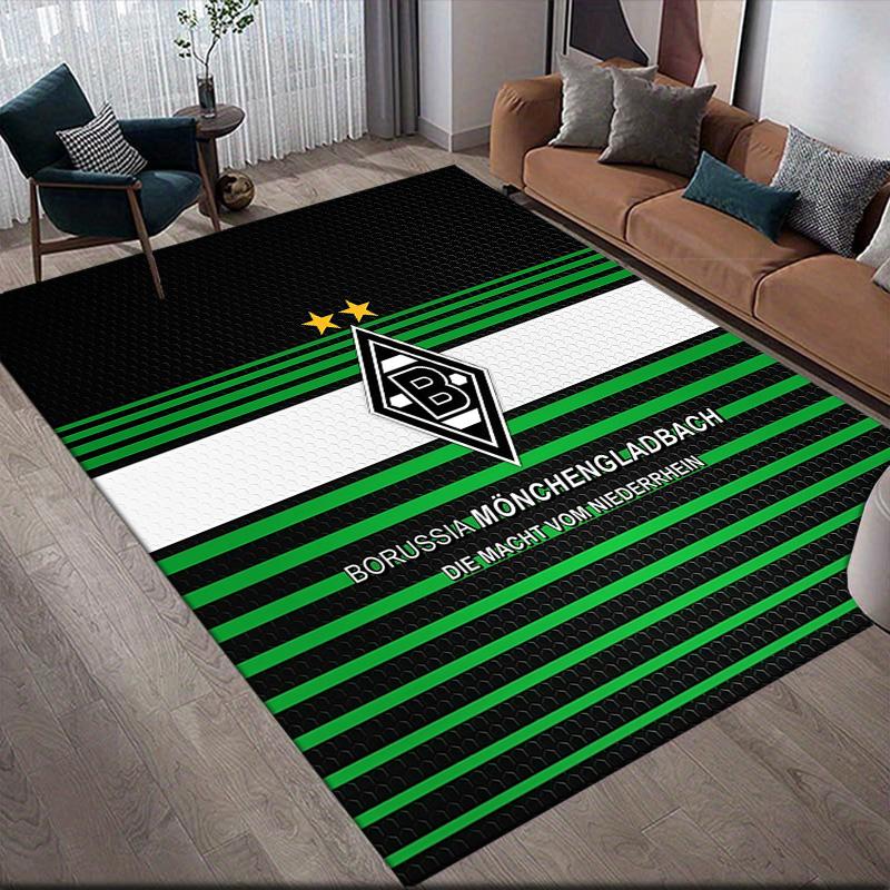 Borussia Mönchengladbach Flannel Pattern Square Carpet,Area Rug,Carpet Rug for Living Room Bedroom Sofa Playroom Decor,Non-slip Floor Mat