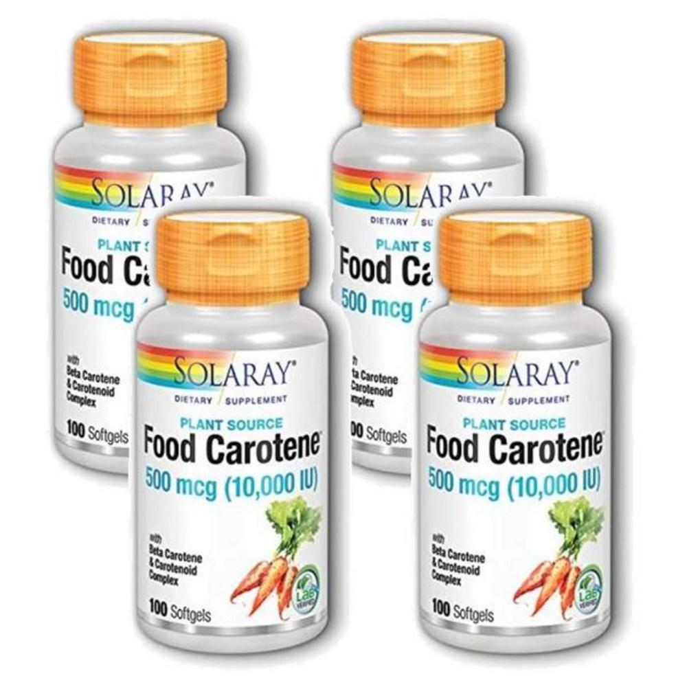 Solaray Foods Каротин Витамин А 10 000 МЕ Мягкие капсулы 100 таблеток 4 шт.