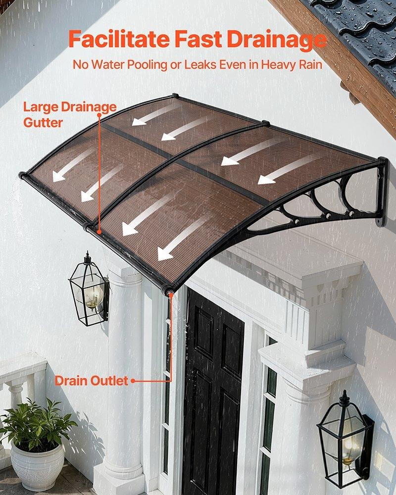 Awnings for Door Entrance, 38 x 78 in, Exterior Front Door Window Awnings with Drainage & Metal Bracket, Rain Snow Sun Protection, Overhang