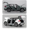 1/32 Toyota RAV4 SUV 2023 Литая металлическая модель автомобиля Звук и свет Оттяжка Детская игрушка Коллекционные предметы Подарок на день рождения