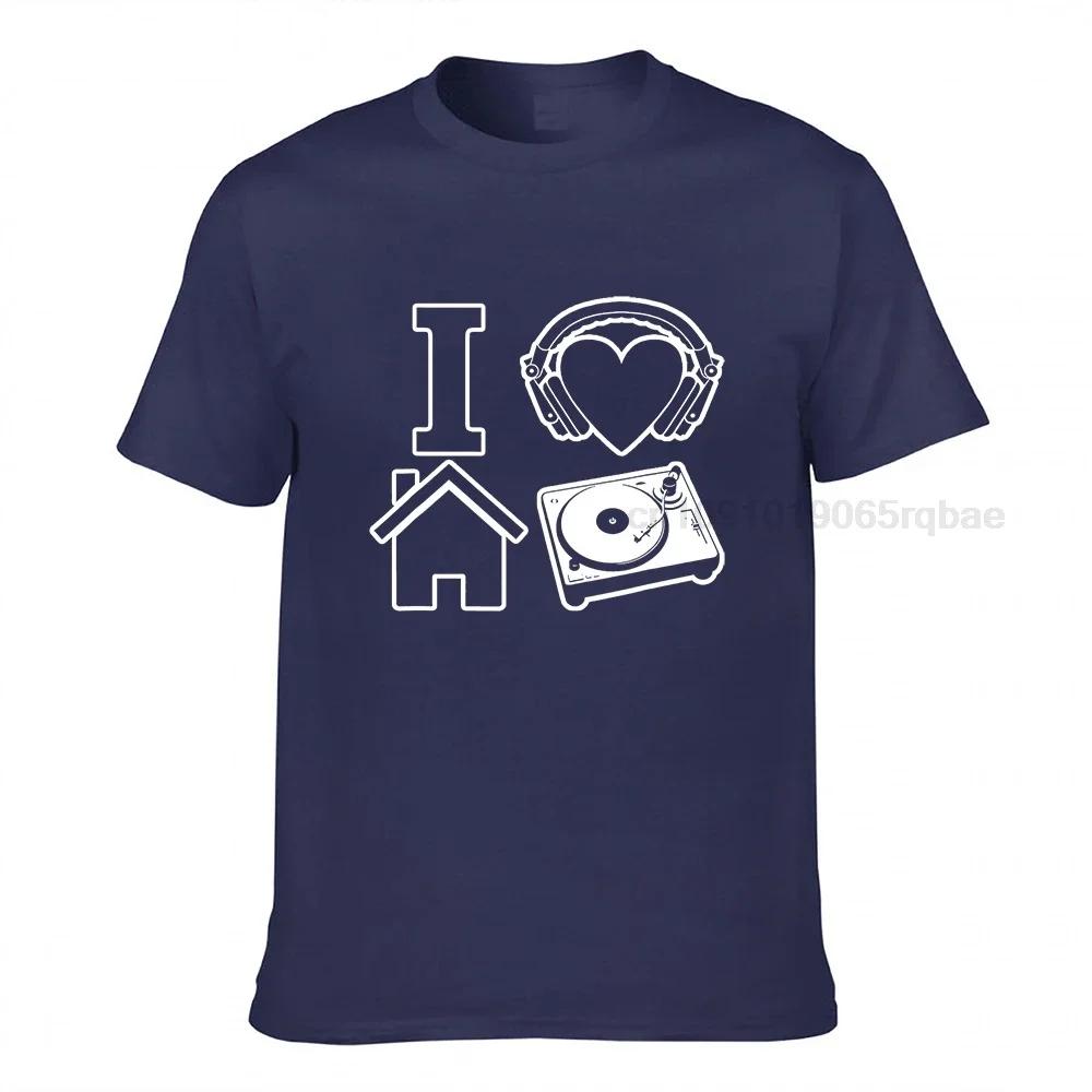 I Love House Music Tshirt T Shirts Funny Discount Cotton Tops Shirts Fitness Tight For Unisex