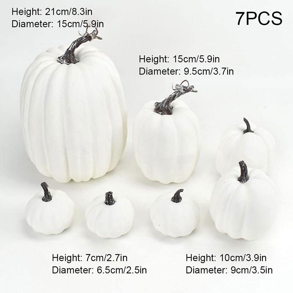 7 PCS Artificial Fake Pumpkin Decorative Foam Pumpkin Figurine Realistic Multifunctional for Table Centerpieces Halloween Decor