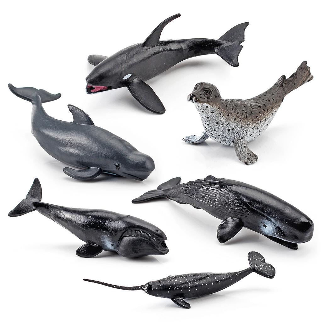 Simulated Killer Whale Devil Fish Sea Lion Penguin Dolphin Marine Animal Diver Model Set Static Ornament Toy