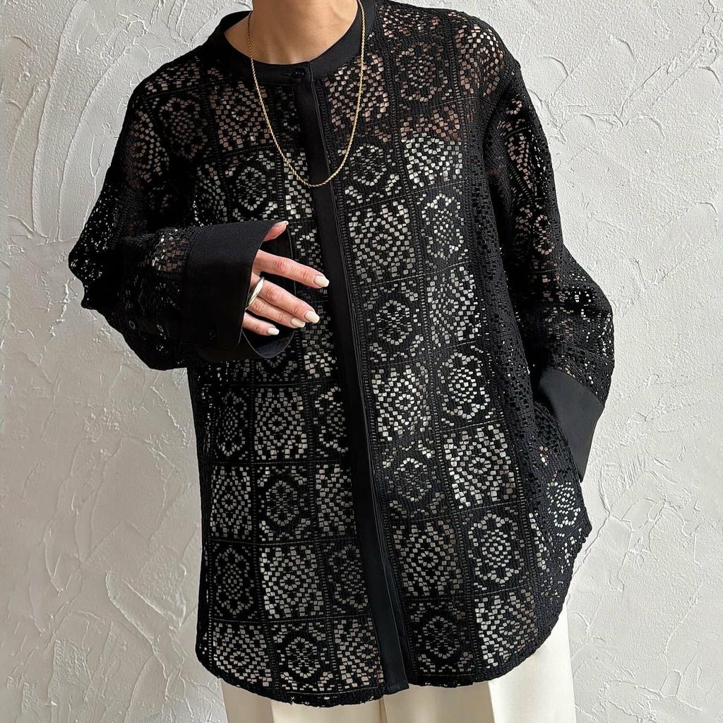 DIMANAF 2024 Весенняя рубашка женская кружевная блузка с длинным рукавом модные топы футболки свободные футболки новые белые