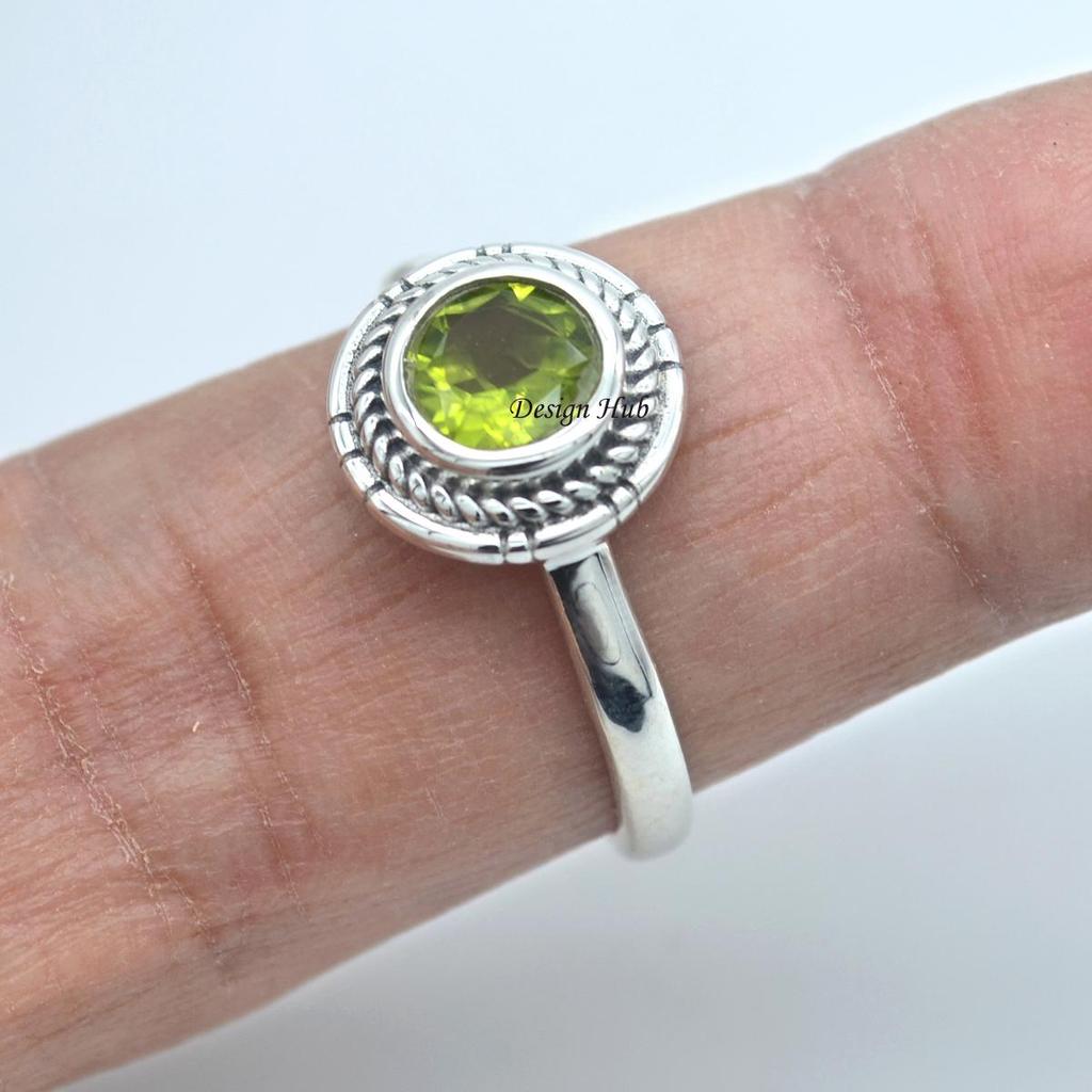 Peridot Gemstone Solid 925 Sterling Silver Jewelry Statement Ring For Christmas Gift