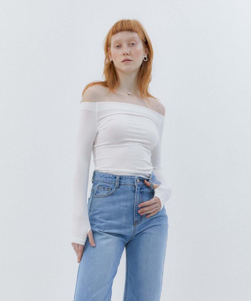 MODERNABLE Off-Shoulder Basic T-Shirt - White