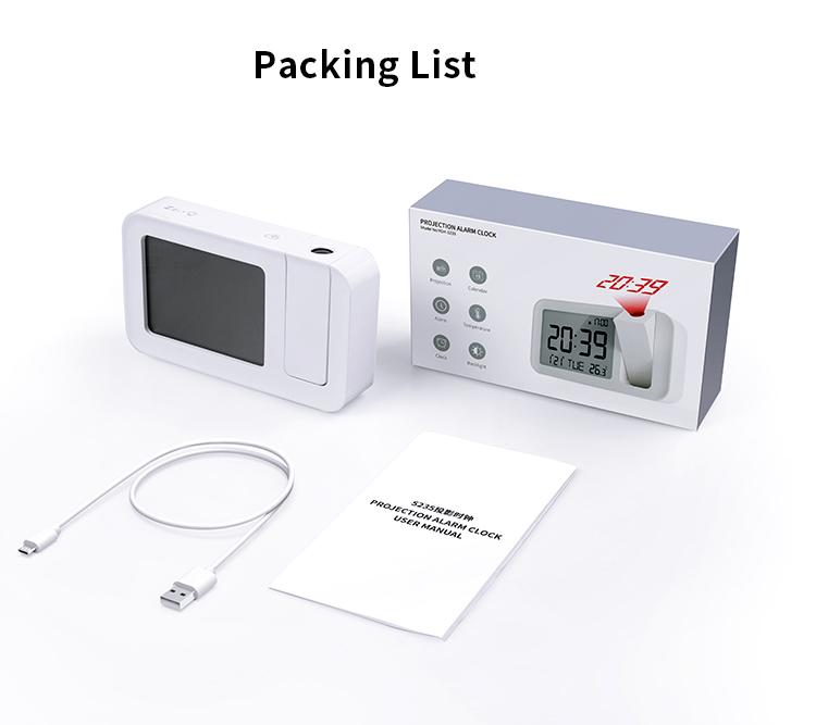 LCD 4 Inch Digital Led Desk Alarm Clock with Snooze Function and Week Mode Time Projection Alarm Clock for  Bedside