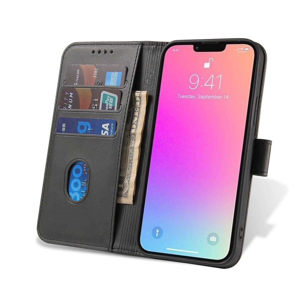 Premium Magnet Flip Wallet Case for iPhone 15 Pro Max - Black