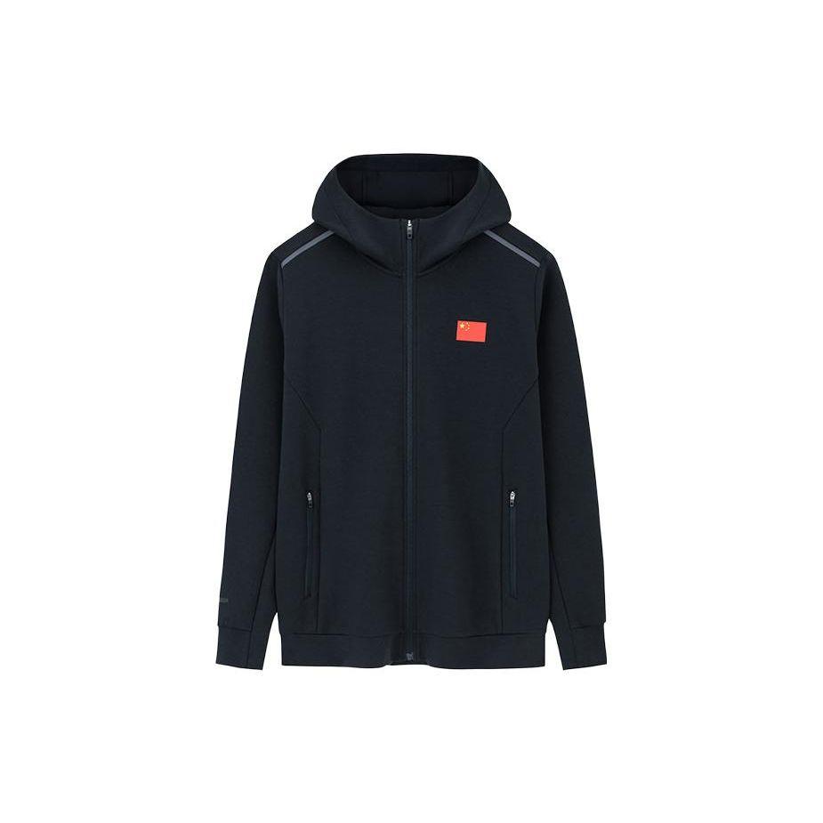Anta Champion Series Hooded Straight Knit Jacket Men Jackets Night-Sea-Black 152330711-3