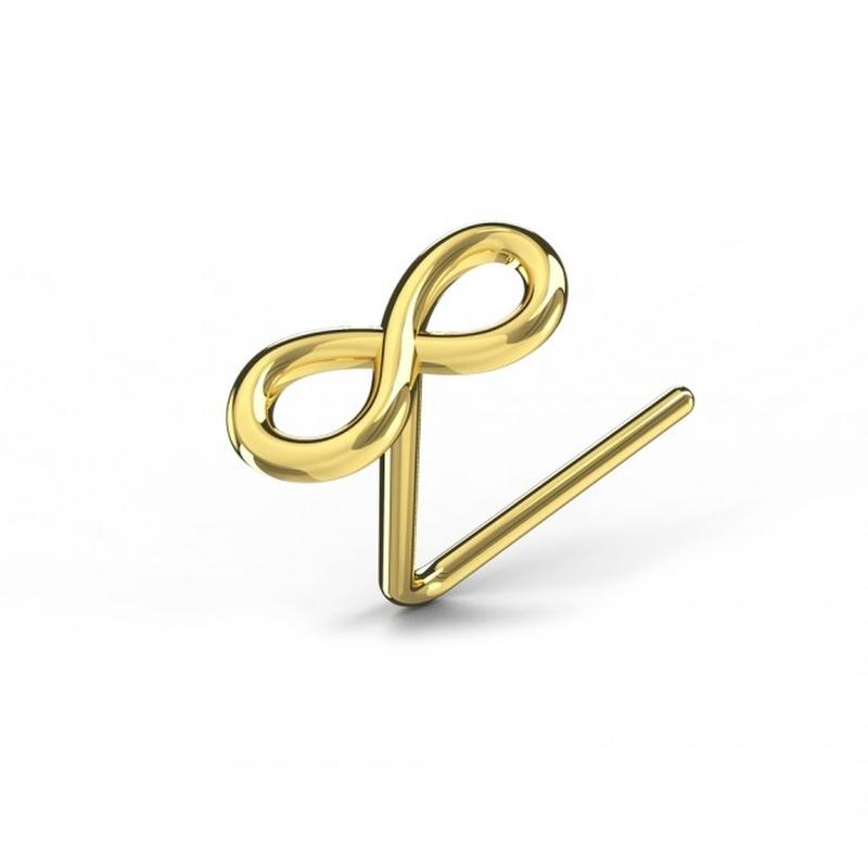 KODY PIERCING Серьги-гвоздики для бесконечного носа из 9-каратного золота L-образной формы — качественный пирсинг