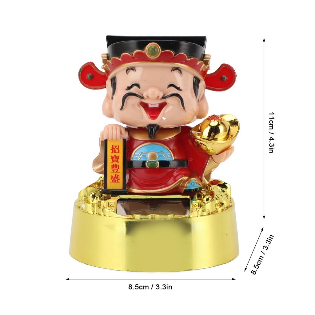 Solar God Of Fortune Car Ornament Vivid Feng Shui Decor Energy Efficient Solar God Of Wealth Figurine Light Sensing for Office