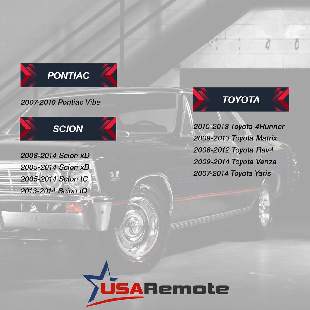 Key Fob Keyless Entry Remote Shell Case & Pad fits Toyota 4Runner Matrix Rav4 Venza Yaris/Scion iQ tC xB xD (HYQ12BBY, GQ4-29T, MOZB41TG)