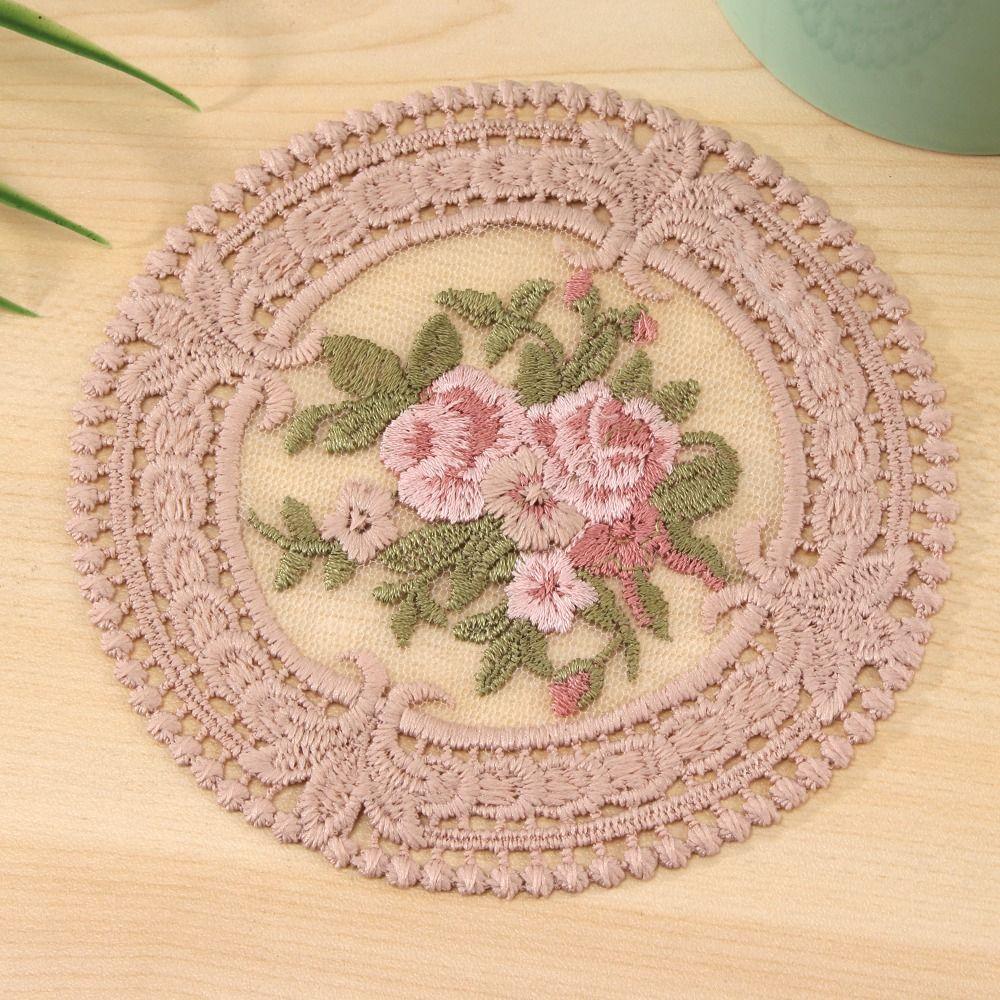 Embroidery Fabric Table Decoratio Insulation Mat Plate Mats Lace Coaster Coffee Cups Coasters