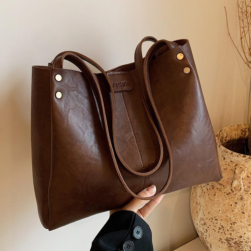 Сумка-тоут в стиле ретро, вместительная, для поездок на работу, сумка-тоут в новом стиле, с текстурой Майяра, свободная сумка через плечо