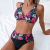 2025 Sexy Vintage Swimsuit Women Printed High Waist Bikini Set V-neck Swimwear Female Padded Bathing Suit Swimming Beachwear