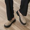 Mules Half Shoes For Men Large Size 38-46 Suede Leather Backless Casual Shoes Loafers Slippers Platform Open-back Slides Sandals
