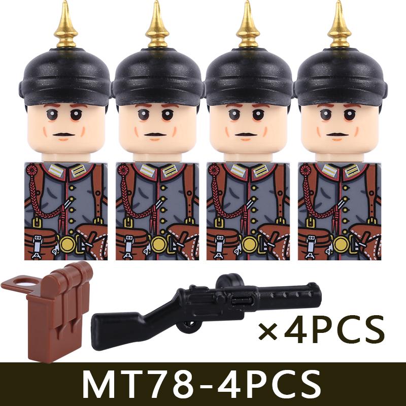 MOC Military Series WW1 Prussian Soldier Figures Building Blocks Army Infantry Warrior Backpack Accessories Bricks Toy Gifts Boy
