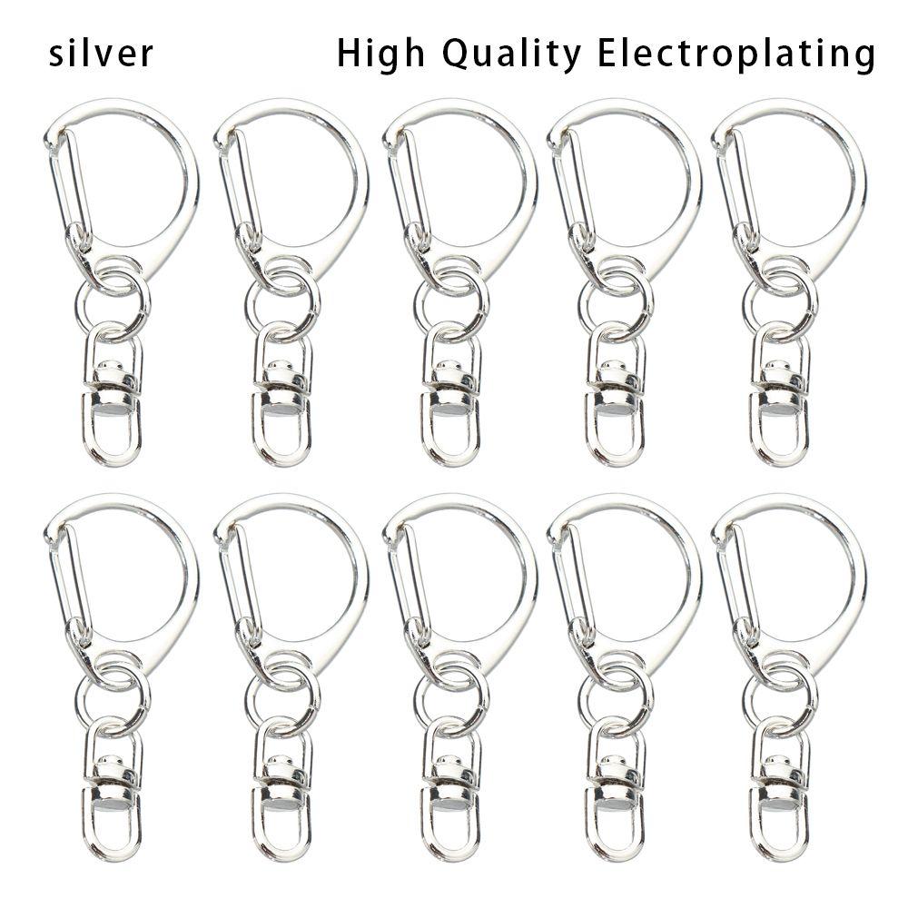 10Pcs Metal DIY KeyChain Split Ring Collar Carabiner Snap Bags Strap Buckles Hook Lobster Clasp
