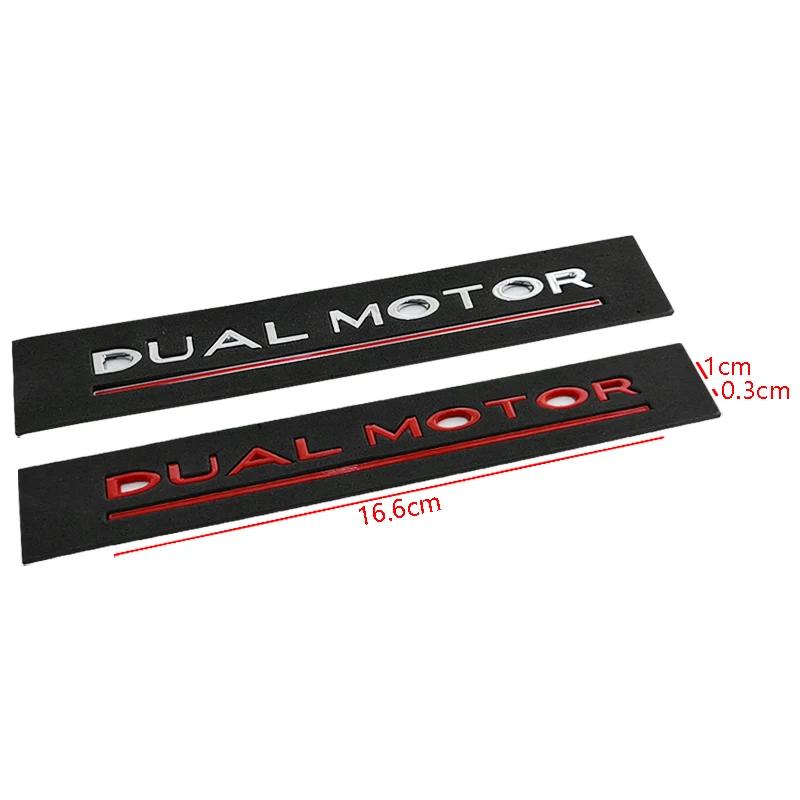 ALG1 DUAL MOTOR Underlined Letters Emblem for Tesla Model Y 3 X S Car Styling High Performance Trunk Badge Sticker Chrome Black Red